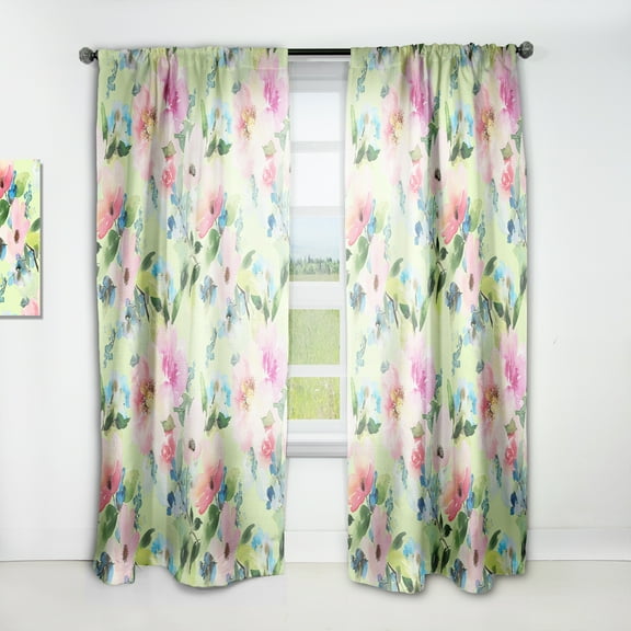 Designart 'Botanical Floral Retro IV' Mid-Century Modern Curtain Panel