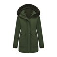 thumbnail image 1 of Women's Solid Mid Length Jacket With Large Collar And Warm Winter Coat,Size:M, 1 of 6