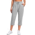 thumbnail image 3 of Fantaslook Women Capri Pants High Waisted Drawstring Summer Yoga Pants Workout Cropped Joggers Lounge Pants with Pockets, 3 of 9