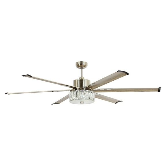 Parrot Uncle Ceiling Fan with Lights and Remote Control 65 inch Modern Large Ceiling Fan with Light Crystal Indoor Ceiling Fan, Nickel