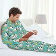 thumbnail image 6 of Naloa Panda Bathing Men’s Pajamas Set - Long Sleeve Button Down Sleep Shirt and Pajama Bottoms Sleepwear Set-, 6 of 7