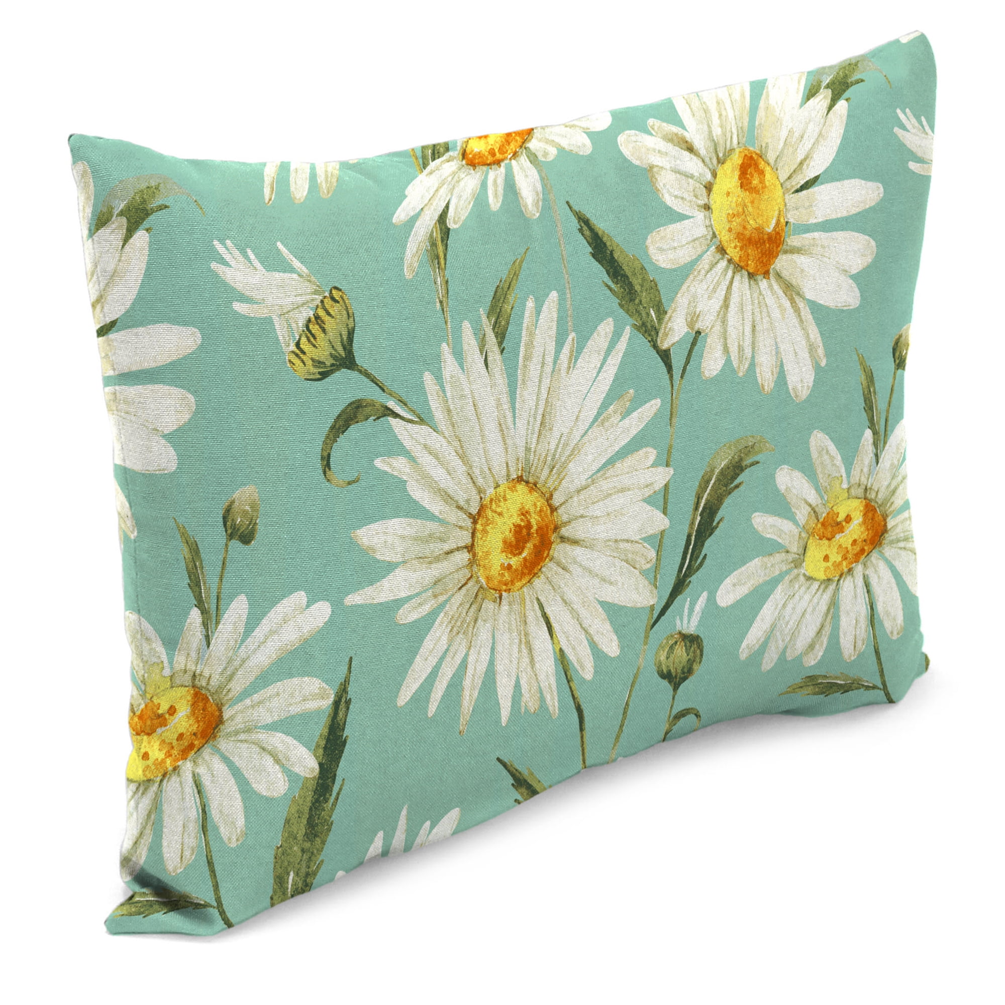 Jordan Manufacturing 12" x 19" Daphne Iceberg Aqua Floral Rectangular Outdoor Lumbar Throw Pillow (2 Pack)