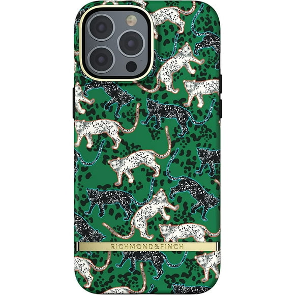Richmond & Finch Phone Case Compatible with iPhone 13 Pro Max, Green Leopard Design, 6.7 Inches, Shockproof, Raised
