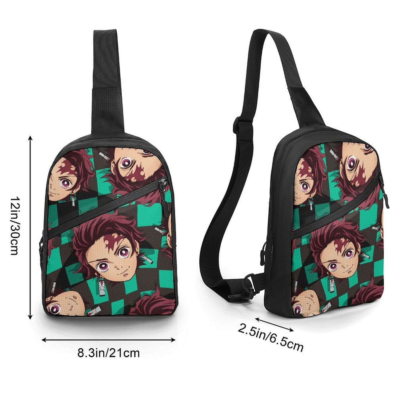 Demon Slayer Sling Bag Foldable Crossbody Bag Unisex Versatile Shoulder Bag Chest Pack Zipper for Gym Travel