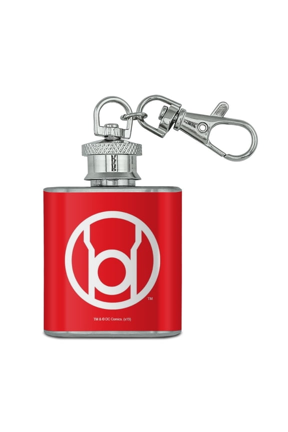 Green Lantern Blackest Night Red Lantern Logo Stainless Steel 1oz Mini Flask Key Chain