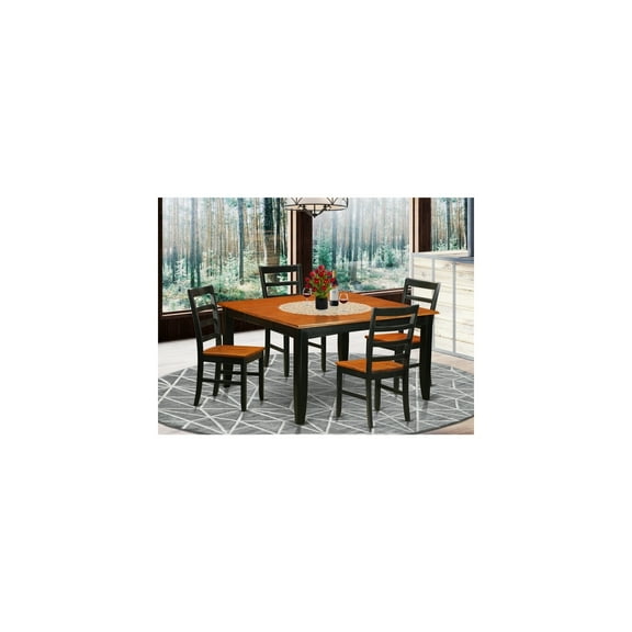 Kitchen Table Set - Dining Table & 4 Wooden Chairs - Dark Cherry Finish