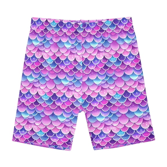 joogoo Sparkling Mermaid Scales Girls Lined Shorts Bike Dance Bottoms 6T
