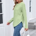 thumbnail image 6 of Yigetop Fall Outfits for Women 2025, Tops for Women Long Sleeve Knit Crew Neck T Shirts Side Split Blosue Casual Loose Fit Fall Basic Tees Long Sleeve Shirts for Women Light Green S, 6 of 9