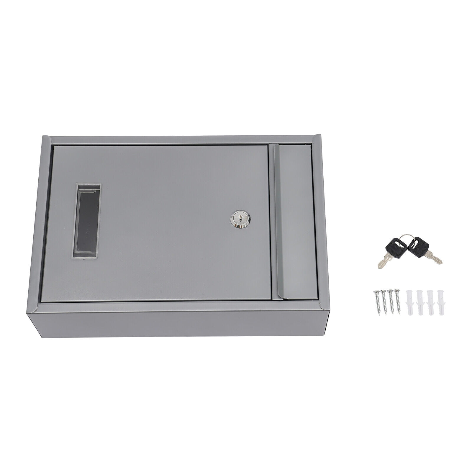 Locking Drop Box  Indoor&Outdoor 8.46*3.35*12.6in Modern Silver Wall-Mount Mailbox, Metal Mailbox with Key Lock