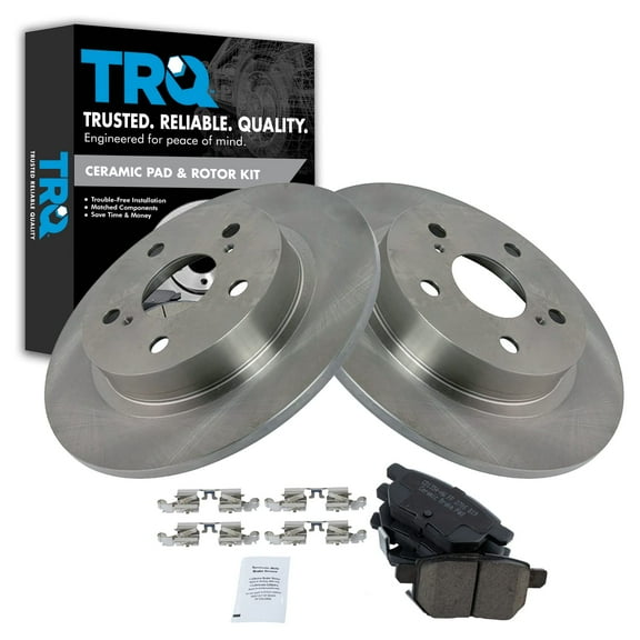 TRQ Rear Brake Pad & Rotor Kit Brake Pads Brake Rotor Ceramic Fits Select 2011-2016 Scion tC