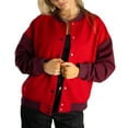 thumbnail image 5 of Jess By Meiko Women's Classic Color Blocked Long Sleeves Snap Button Varsity Jacket XS Red, 5 of 6
