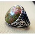 thumbnail image 4 of Unakite Jasper Mens Ring, Natural Unakite Jasper Ring, Oxidized, 925 Silver Ring, Birthday Gift, Heavy Mens Ring, Arabic Design, Ottoman Style Ring, Christmas, Turkey Mens Signet Ring, 4 of 6