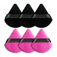thumbnail image 4 of Esponjas para polvos triangulares suaves y cómodas para uso en húmedo y seco, 3 en color negro y 3 en color rojo rosa, para niñas y mujeres, 4 of 15