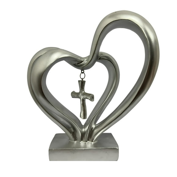 Panxico Desktop Ornament Home Decor Entwined Hearts Desktop Decoration Modern Minimalist Two Star Desk Decoration Resin Handicraft Decoration Silver