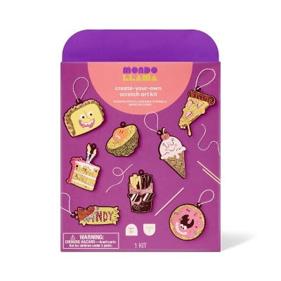 Mondo Llama Food Scratch Art Craft Kit Creative Kids Activity