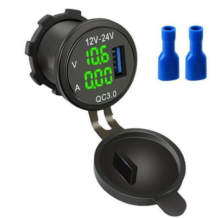 

12V/Car Lighter Socket 3A USB Port Fast Charger Voltmeter-Mount Panel