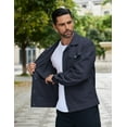 thumbnail image 6 of COOFANDY Men's Jean Jacket - Navy Denim Cotton Button Up Shacket - Light Weight Big and Tall, 6 of 9