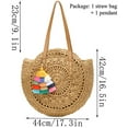thumbnail image 2 of CoCopeaunts Straw Bag Round Summer Straw Large Woven Beach Bag Purse For Women Vocation Tote Handbags With Pom Poms, 2 of 7