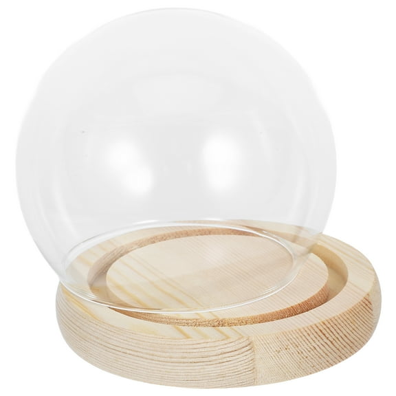 LEXSOMEO Clear Glass Display Case with Wooden Base Clear Glass Dome Crafts Display Covering