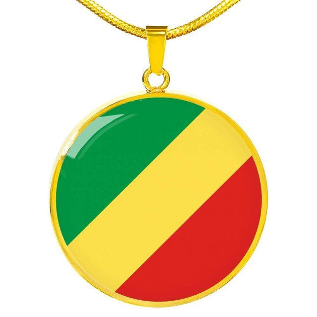 République du Drapeau du Congo Collier République du Drapeau du Congo en Acier Inoxydable Ou en or 18 Carats 18-22"
