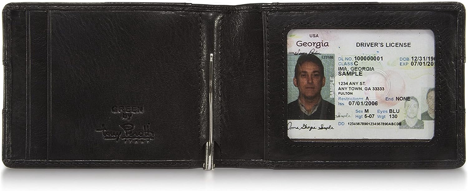 Tony Perotti Men's Slim Front Pocket Bifold Edge Wallet - Italian Cow Leather, Eco-Friendly