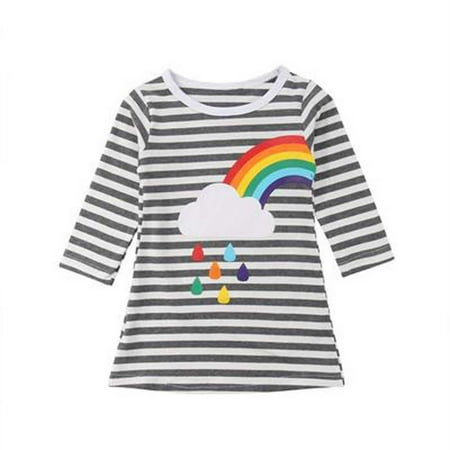 

QISIWOLE Toddler Baby Girl Long Sleeved Rainbow Stripes Romper Sister Outfit Dress Suit clearance under 10