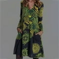 thumbnail image 1 of DPTALR Robe d'Été Vintage Rétro Décontractée pour Femme à Manches Longues, Col en V, à Imprimé Floral, 1 of 5