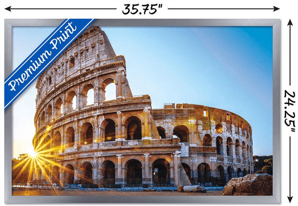 Timeless Visions - Roman Colosseum Wall Poster, 22.375" x 34", Framed