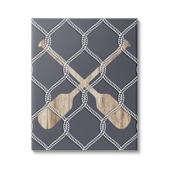 Stupell Nautical Oars Coastal Rope Pattern Landscape Painting Gallery Wrapped Canvas Print Wall Art
