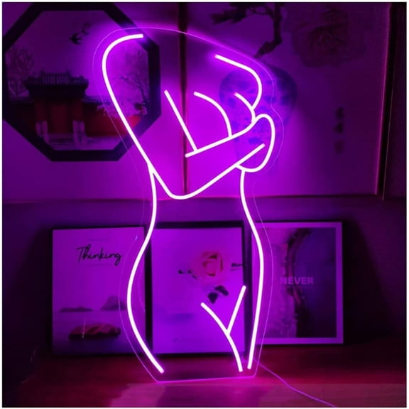 LINLIN Lights Custom Led Sign Sexy Lady Neon Light Bar Hot Naked Beauty Pink Night Beer Nightclub Advertising Girl Beautiful Back/Hip/Cover The Chest Neon Sign
