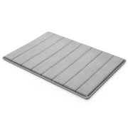 Microdry Ultra Absorbent CoreTex Memory Foam Bath Mat with GripTex Skid-Resistant Base, 17 x 24, Light Gray