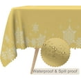 thumbnail image 2 of 60x84inches Christmas Tablecloth Gold and White Snowflakes Decorative Table Cloth Washable Wrinkle Resistant Fabric Table Cover for Kitchen Dining Winter Holiday Xmas New Year Party Decor, 2 of 7