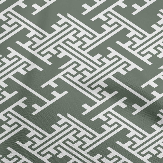 oneOone Cotton Poplin Olive Green Fabric Geometric Craft Projects Decor Fabric Printed By The Yard 56 Inch Wide