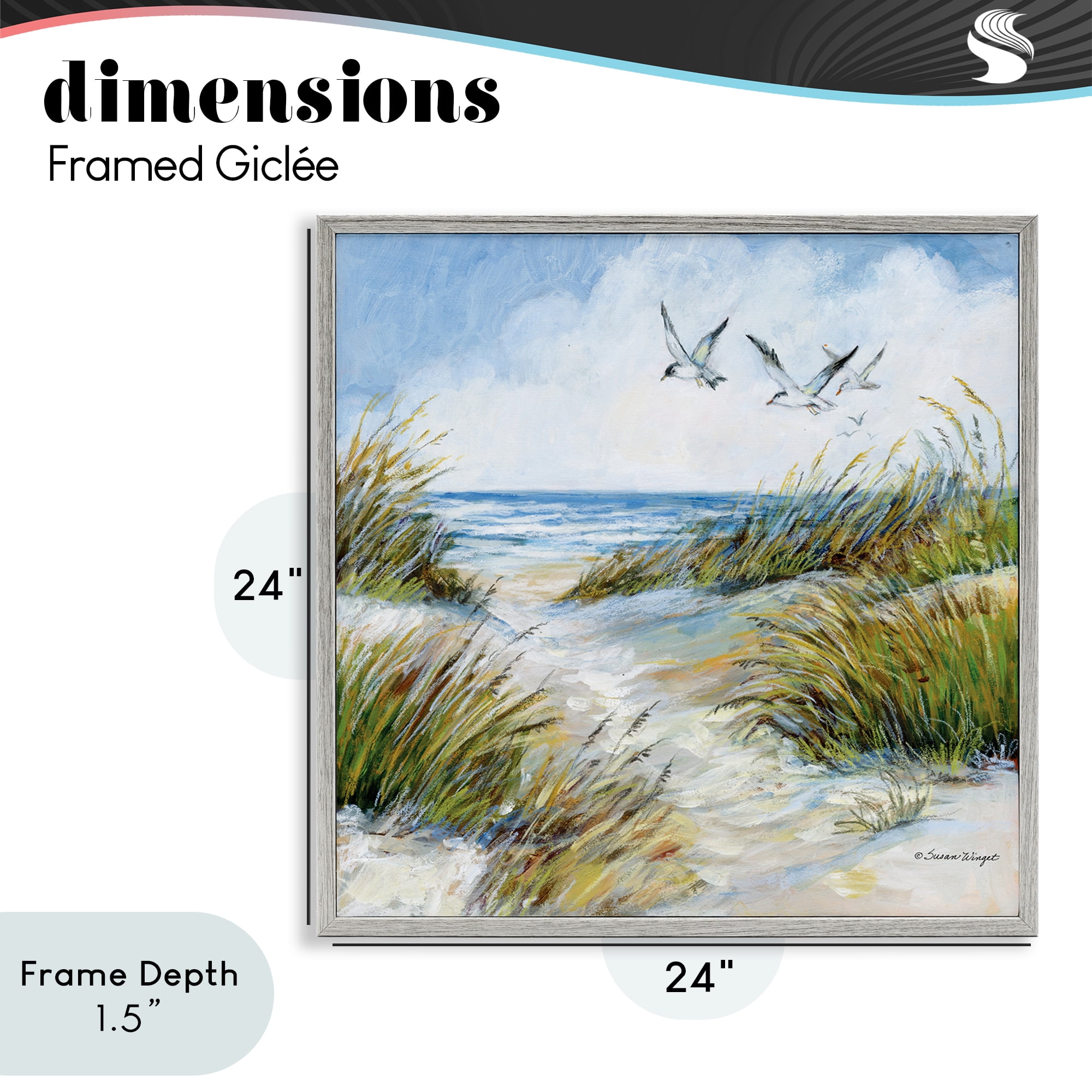 Stupell Industries Beach Path Seagulls Overhead Gray Framed Giclee Art, design by Susan Winget