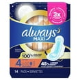 thumbnail image 2 of Always Maxi Overnight Pads, Size 4 Overnight, with Flexi-Wings, Unscented, 14 Ct, 2 of 13