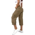 thumbnail image 2 of cocolona Womens Casual Capri Cargo Pants Elastic Waist Drawstring Wide Leg Outdoor Hiking Cropped Pants with Pockets, 2 of 3