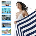 thumbnail image 5 of Ocean Blue White Striped Pattern Beach Towels Blanket Soft&Absorbent Quick Dry Microfiber Minimalist Pool Towels for Swimming ,Yoga, Sports, Gym, Camping,Large 30X60in,, 5 of 8