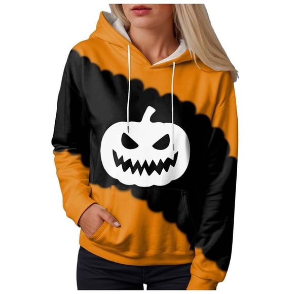 NMMUED Womens Halloween Hoodie, Womens Hoodies Pullover, Halloween Hoodies Sweatshirt for Women, Oversized Hoodie, Women Halloween Sweatshirt, Oversized Sweatshirt for Women, White S