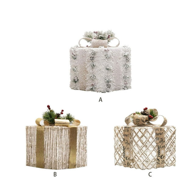 Langgg Christmas Decorative Box Christmas Iron Ornament Glow Gift Box