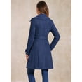 thumbnail image 4 of DARING DIVA Women's Strap Cuff Solid Double Breasted Tie Belt Trench Coats Dark Blue XL, 4 of 6