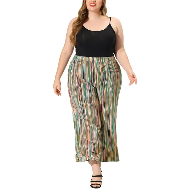 Pantalón De Salón De PierAncPaMujer, TalGrande, Estilo Boho Palazzo Verde 4X