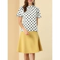 thumbnail image 5 of DARING DIVA Polka Dots Stand Collar Short Flare Sleeve Top XS White Black, 5 of 6