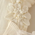 thumbnail image 6 of Toddler Girl Romper Romper Dress Daily Fly Sleeve Flower Embroidery Mesh Tlle Skirt Hem Ribbed Baby Girl Onesies White 9 Months-12 Months, 6 of 7