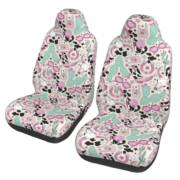Vsdgher West Cowgirl Disco Automotive Seat Covers for Cars Trucks and SUVs – Car Seat Covers for Truck Seat Protectors Set of 2