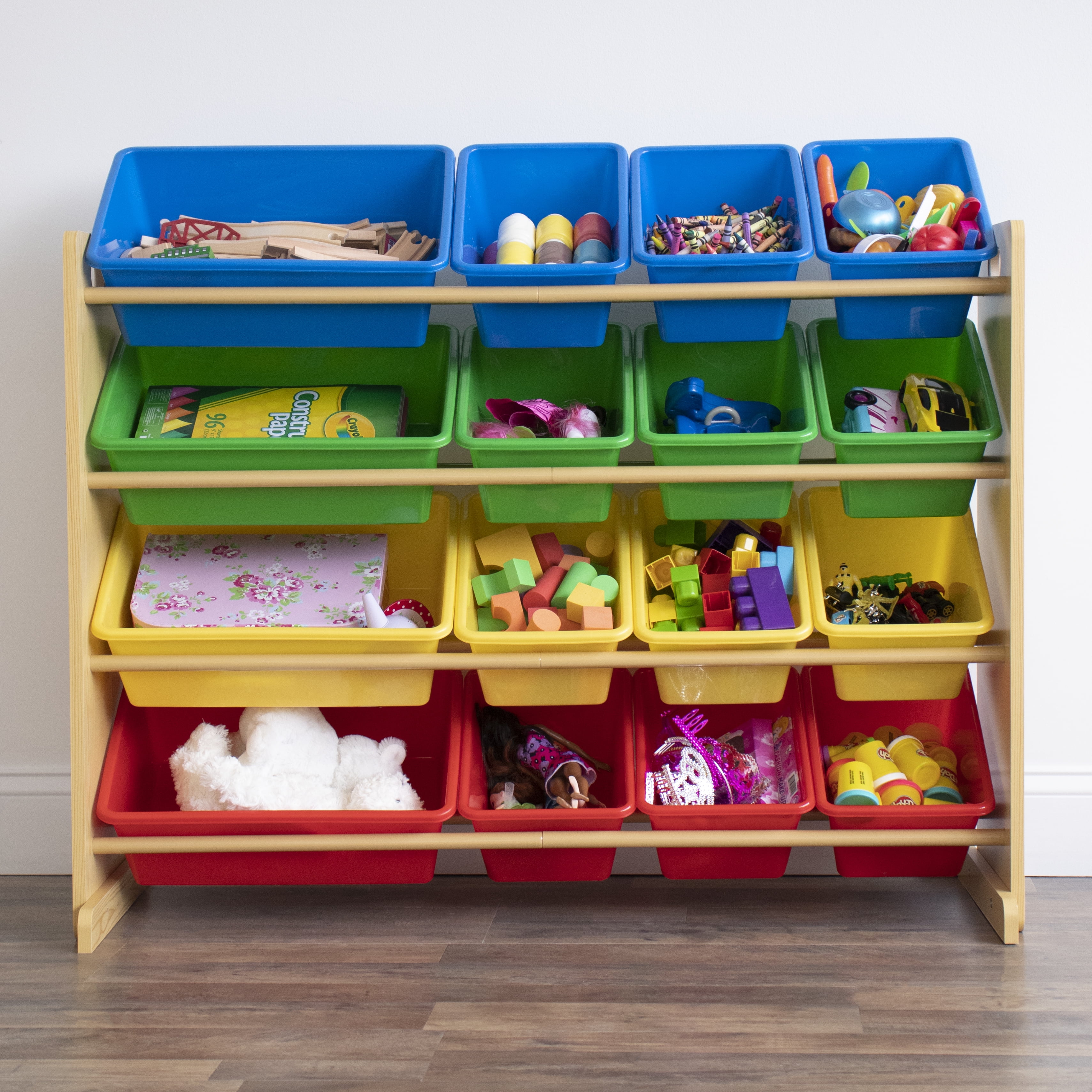 Kids' Toy Organizer With 16 Storage Bins Natural/mint - Humble Crew : Target