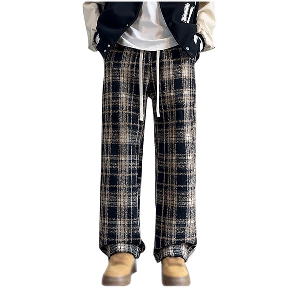 Aimik Hanes Mens Lounge Pants Comfy Pajama Pants Plaid Pajama Bottoms with Pockets Drawstring Pj Bottoms Pants Warm Plaid Lounge Pj Bottoms for Men-Black M