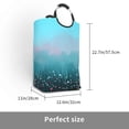 thumbnail image 3 of Waterproof Collapsible Laundry Hamper, Blue Watercolor Flowering Bush Aluminum Handle Laundry Bag Storage Basket, 50L, 3 of 6
