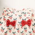 thumbnail image 4 of Pandaie Baby Boys and Girls Christmas Holly Print Long Sleeve Jumpsuit Ruffle Shoulder Bow Winter Newborn Romper Outfit Beige,9-12 Months, 4 of 7