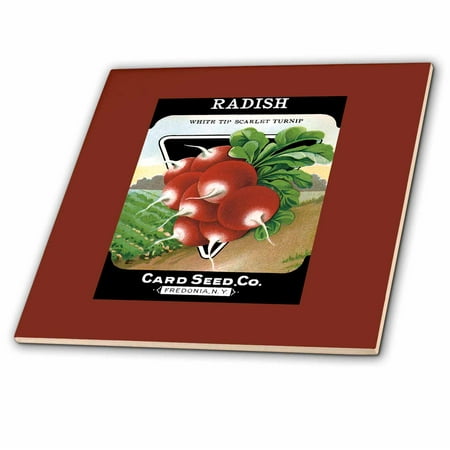 3dRose Radish White Tip Scarlet Turnip Root Vegetable Seed Packet - Ceramic Tile, 4-inch