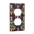 thumbnail image 2 of Yayeee Duplex Wall Plate 1-Gang 4.5"x2.7" Home Receptacle Light Switch Decorative Outlet Cover, Gold and Purple Floral Pattern, 2 of 7